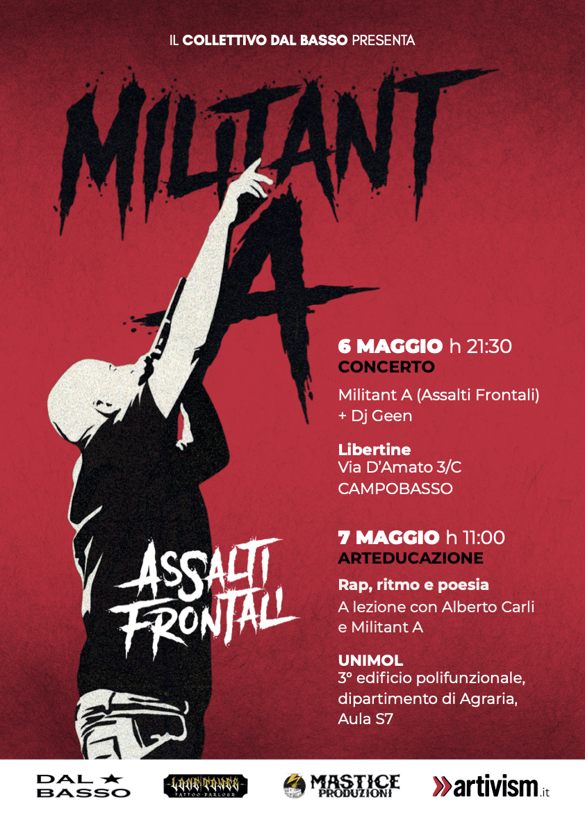 Locandina ARTEDUCAZIONE: Rap, ritmo e poesia con Militant A (Assalti Frontali) all'UniMol